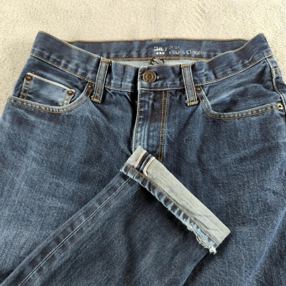Gap 1969 Selvedge Jeans 29 (Fits 27x28) Blue Dark Wash Faded Straight Whiskers